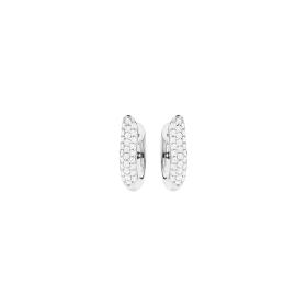 Tamara Comolli SIGNATURE Hoop Ohrringe medium mit Diamant Pavé  18 K Weißgold E-Ho-m-p-wg