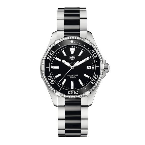 TAG Heuer-AQUARACER 300M Steel & Ceramic Diamond Bezel 35 MM-WAY131G.BA0913