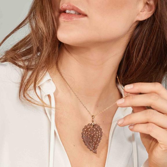 Tamara Comolli-INDIA Leaf Anhänger medium 18 K Roségold-P-IND-m-Smo-rg-2