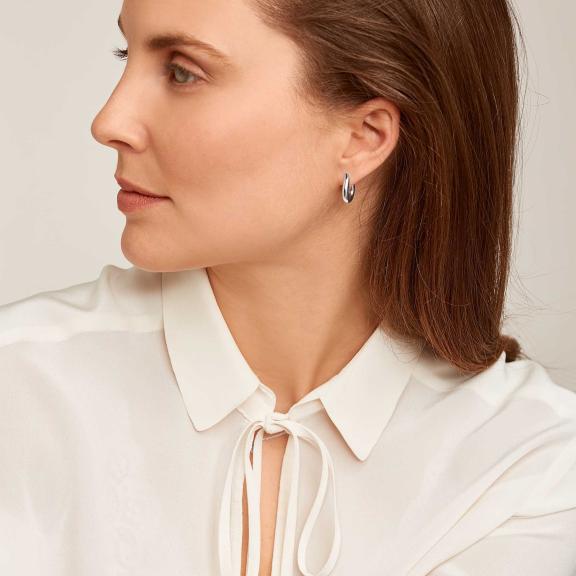 Tamara Comolli-SIGNATURE Hoop Ohrringe small 18 K Weißgold-E-Ho-s-wg-4