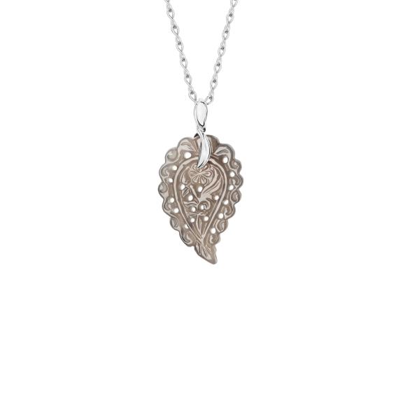 Tamara Comolli-INDIA Leaf Anhänger small Grauer Chalcedon-P-IND-s-Gre-wg-1