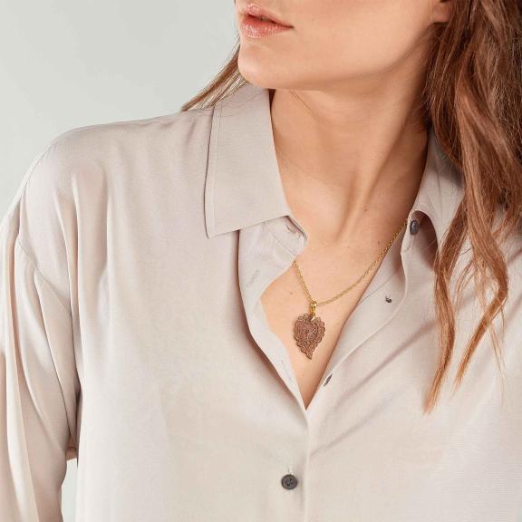 Tamara Comolli-INDIA Leaf Anhänger small Rauchquarz-P-IND-s-Smo-yg-2