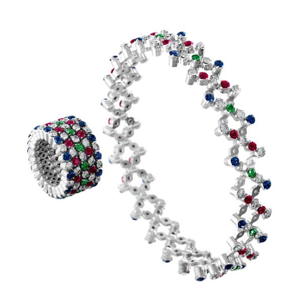 Serafino Consoli Brevetto Multi-Size Ring und Armband (Ref: S.RB 5FI4 WG WD MC)