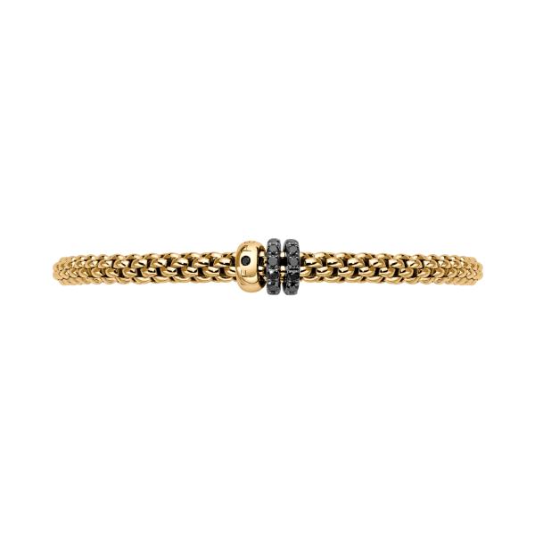 FOPE Solo Flex'it Armband mit drei Rondellen und schwarzem Pavébesatz (Ref: 62506BX_PN_G_11G_0XS)