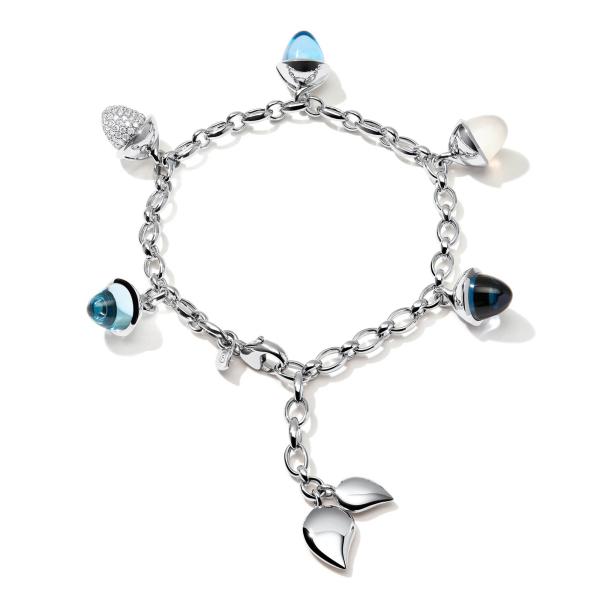 Tamara Comolli MIKADO Flamenco Charm Armband Ocean mit Diamond Pavé  (Ref: B-MFL-Ch-Oce-p-wg)