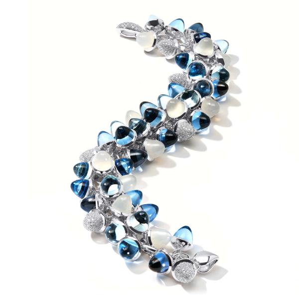 Tamara Comolli MIKADO Flamenco Armband Ocean mit Diamond Pavé  (Ref: B-MFL-Oce-p-wg)