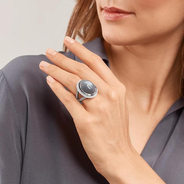 Tamara Comolli CUSHION Ring small grauer Mondstein (Ref: R-Cush-s-MoGr-p-wg)
