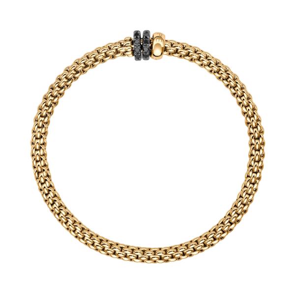 FOPE Solo Flex'it Armband mit drei Rondellen und schwarzem Pavébesatz (Ref: 62506BX_PN_G_11G_0XS)