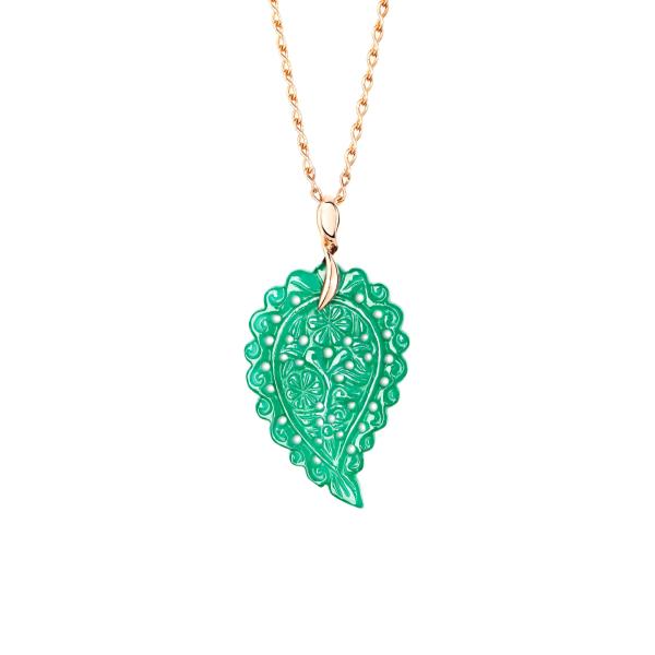 Tamara Comolli INDIA Leaf Anhänger medium Grüner Onyx (Ref: P-IND-m-Jad-rg)