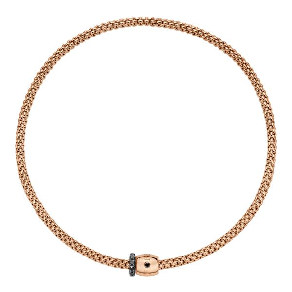 FOPE Solo Flex'it Halskette mit dekorativem Verschluss und schwarzem Diamantpavé (Ref: 62606CX_PN_R_X1X_034)