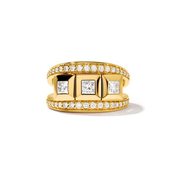 Tamara Comolli CURRICULUM VITAE 3 Ring mit Diamant Pavé medium (Ref: R-CV3-m-Pr-p-yg)