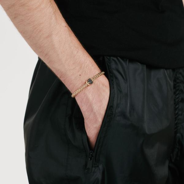 FOPE Solo Flex'it Armband mit drei Rondellen und schwarzem Pavébesatz (Ref: 62506BX_PN_R_11R_0XS)
