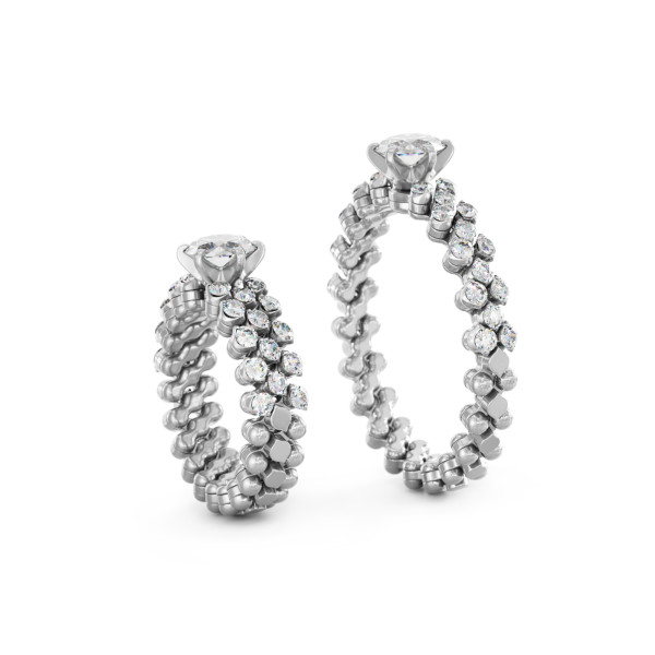 Serafino Consoli Brevetto Solitaire Multi-Size Ring (Ref: RMS SL WD 075 3H2 WG WD)