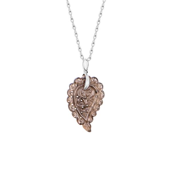 Tamara Comolli INDIA Leaf Anhänger small Rauchquarz (Ref: P-IND-s-Smo-wg)