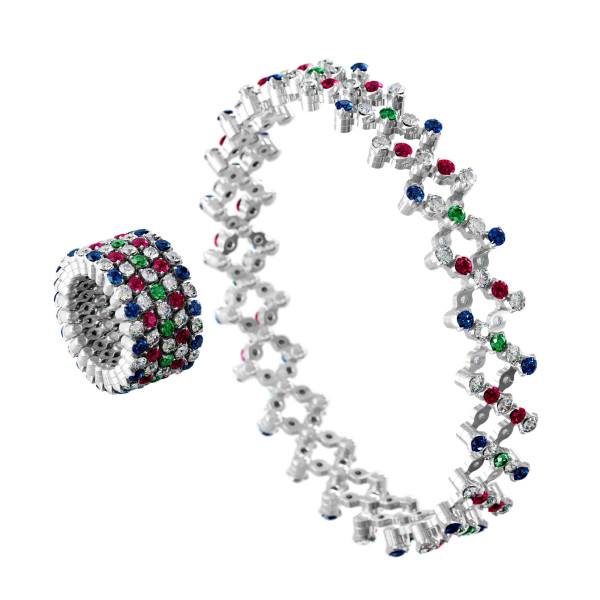 Serafino Consoli Serafino Multi-Size Ring und Armband (Ref: S.RB 5FI4 WG WD BS R T MC)
