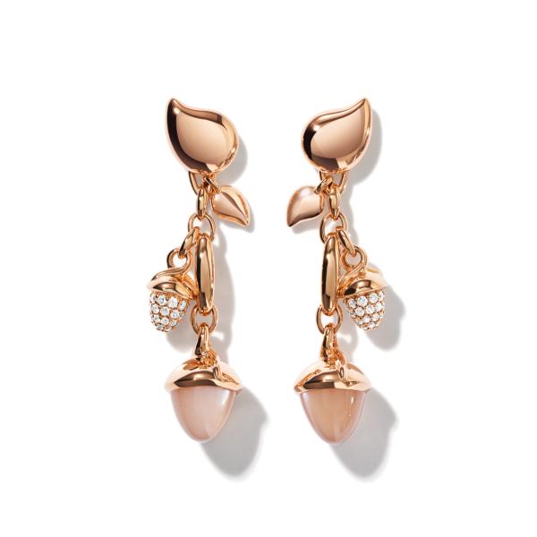 Tamara Comolli MIKADO Ohrringe Dangling 2 Acorns 'Camel' mit Diamant Pavé  (Ref: E-M-d-2-Cam-p-rg)