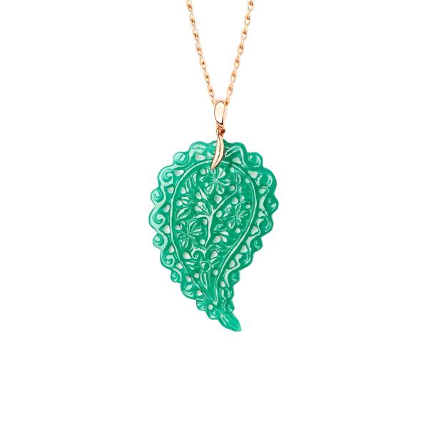 Tamara Comolli INDIA Leaf Anhänger large grüner Onyx (Ref: P-IND-l-Jad-rg)