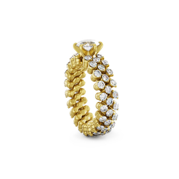 Serafino Consoli Brevetto Solitaire Multi-Size Ring (Ref: RMS SL WD 075 3F2 YG WD)