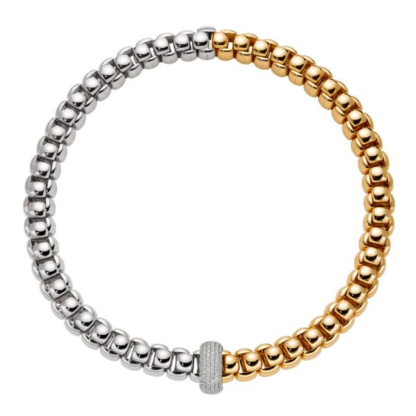 FOPE Luna zweifarbige Halskette mit Pavé Diamanten (Ref: 52107C2_PB_2_XBX_040)