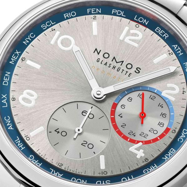 NOMOS Glashütte Club Sport Neomatik Weltzeit silber (Ref: 791)
