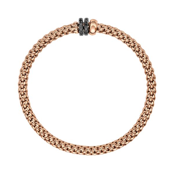FOPE Solo Flex'it Armband mit drei Rondellen und schwarzem Pavébesatz (Ref: 62506BX_PN_R_11R_0XS)