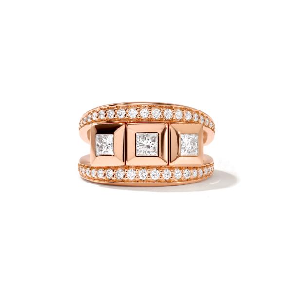 Tamara Comolli CURRICULUM VITAE 3 Ring mit Diamant Pavé medium (Ref: R-CV3-m-Pr-p-rg)