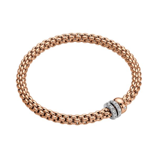 FOPE Solo Flex'it Armband mit drei Rondellen und Pavébesatz (Ref: 62506BX_PB_R_BRX_0XS)