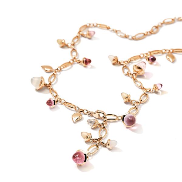 Tamara Comolli Langes MIKADO Collier Blush mit Diamond Pavé  (Ref: N-M-100-Blu-p-rg)