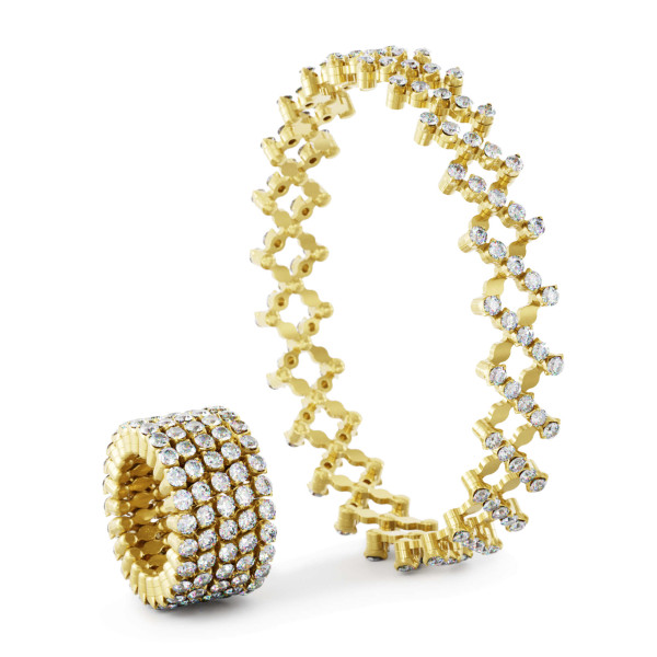 Serafino Consoli Serafino Ring Bracelet (Ref: S.RB 5F4 YG WD)