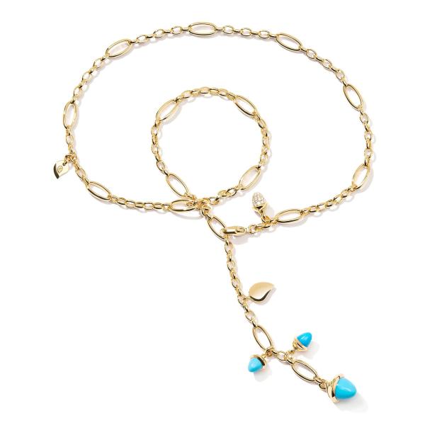 Tamara Comolli MIKADO Collier Delicate Türkis mit Diamond Pavé  (Ref: N-M-Del51-Tur-p-yg)