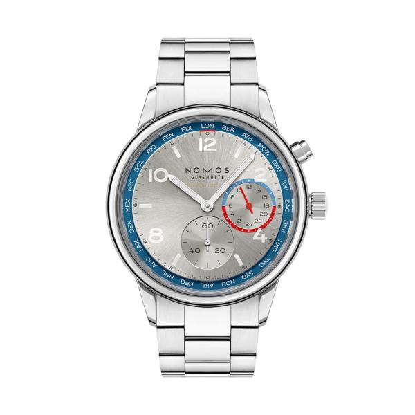 NOMOS Glashütte Club Sport Neomatik Weltzeit silber (Ref: 791)