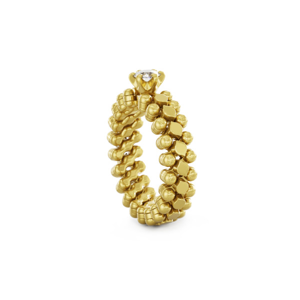 Serafino Consoli Brevetto Solitaire Multi-Size Ring (Ref: RMS SL WD 030 3N2 YG)