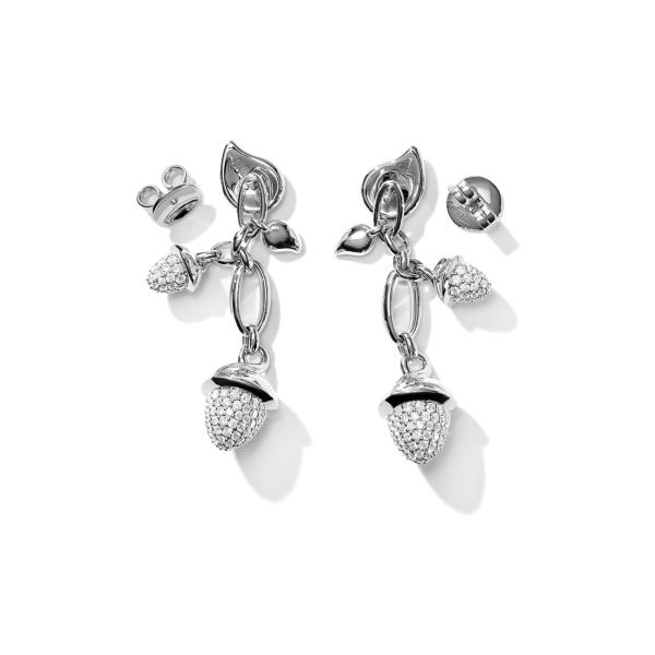 Tamara Comolli MIKADO Dangling 2 Acorns Ohrringe mit Diamant Pavé   (Ref: E-M-d-2-p-wg)