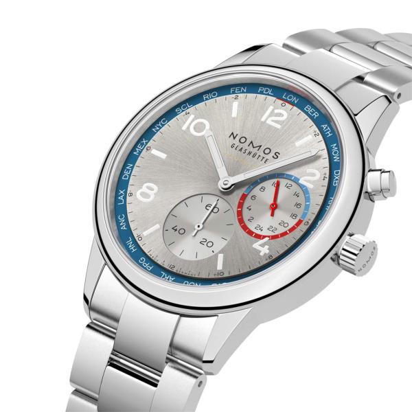 NOMOS Glashütte Club Sport Neomatik Weltzeit silber (Ref: 791)