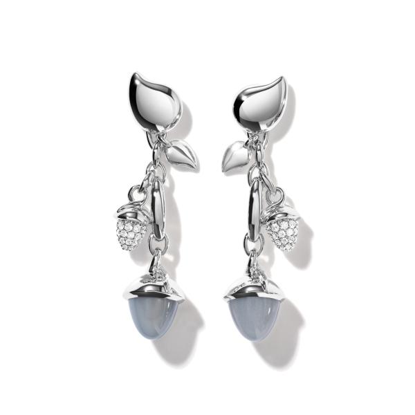 Tamara Comolli MIKADO Ohrringe  Dangling 2 Acorns 'Cashmere' mit Diamant Pavé  (Ref: E-M-d-2-Cas-p-wg)