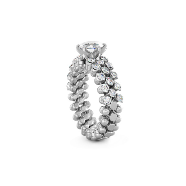 Serafino Consoli Brevetto Solitaire Multi-Size Ring (Ref: RMS SL WD 075 3H2 WG WD)