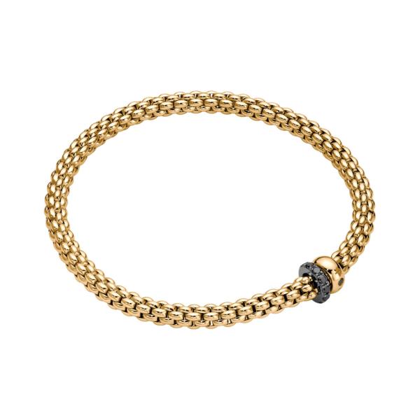 FOPE Solo Flex'it Armband mit zwei Rondellen und schwarzer Pavé-Fassung (Ref: 62406BX_PN_G_1GX_0XS)