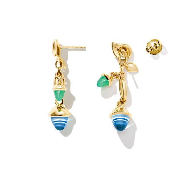 Tamara Comolli MIKADO Dangling Ohrringe 2 Acorns 'Lagoon' (Ref: E-M-d-2-Lag-yg)