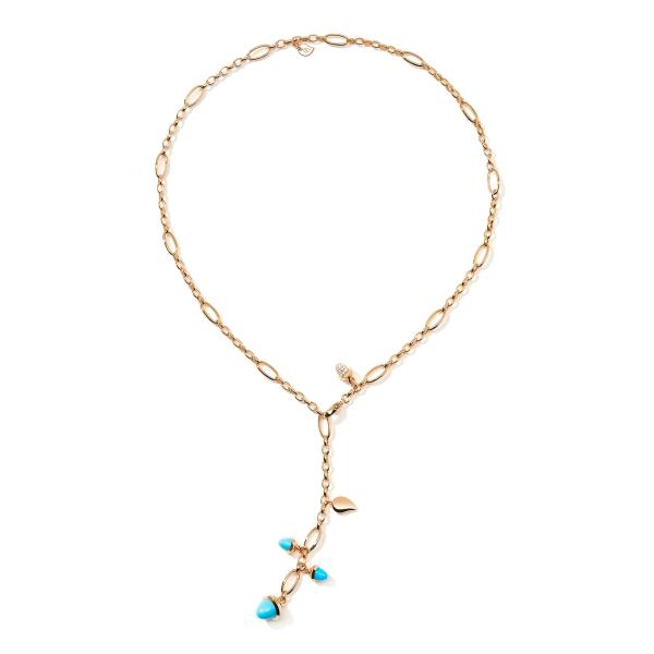 Tamara Comolli MIKADO Collier Delicate Türkis mit Diamond Pavé  (Ref: N-M-Del51-Tur-p-rg)