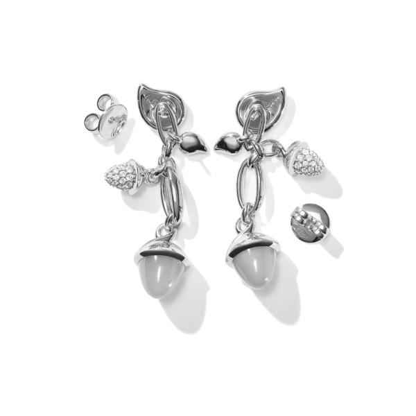 Tamara Comolli MIKADO Ohrringe  Dangling 2 Acorns 'Cashmere' mit Diamant Pavé  (Ref: E-M-d-2-Cas-p-wg)
