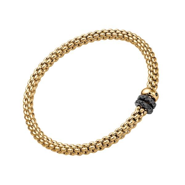 FOPE Solo Flex'it Armband mit drei Rondellen und schwarzem Pavébesatz (Ref: 62506BX_PN_G_11G_0XS)