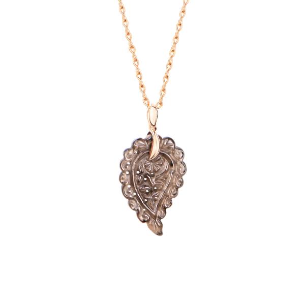 Tamara Comolli INDIA Leaf Anhänger Small Rauchquarz (Ref: P-IND-s-Smo-rg)