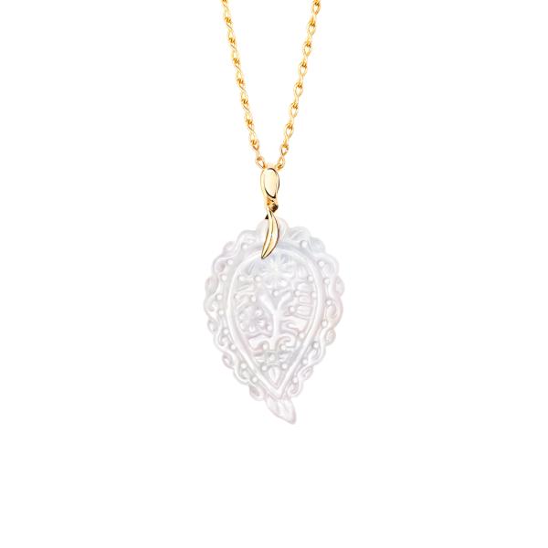 Tamara Comolli INDIA Leaf Anhänger medium Perlmutt (Ref: P-IND-m-MPw-yg)