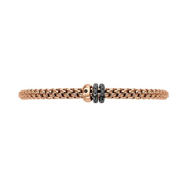 FOPE Solo Flex'it Armband mit drei Rondellen und schwarzem Pavébesatz (Ref: 62506BX_PN_R_11R_0XS)