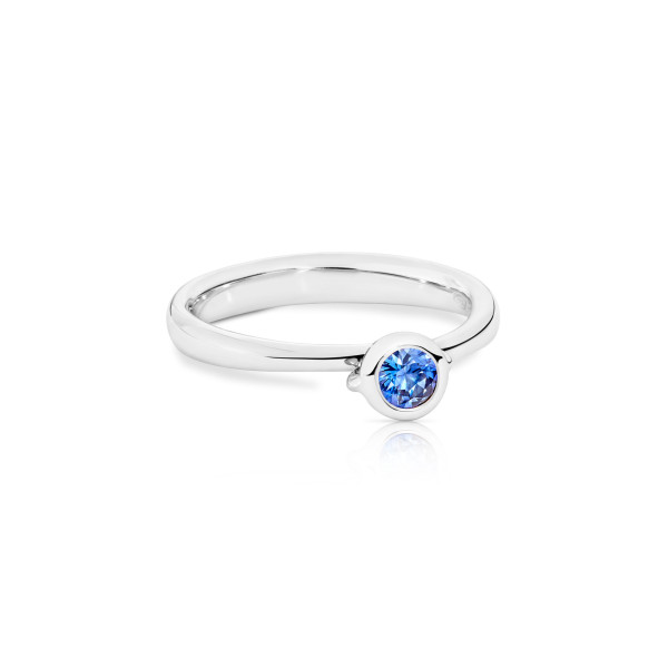 Tamara Comolli BOUTON Solitaire Ring mit Saphir (Ref: R-BOU-Sol-SaBl-wg)