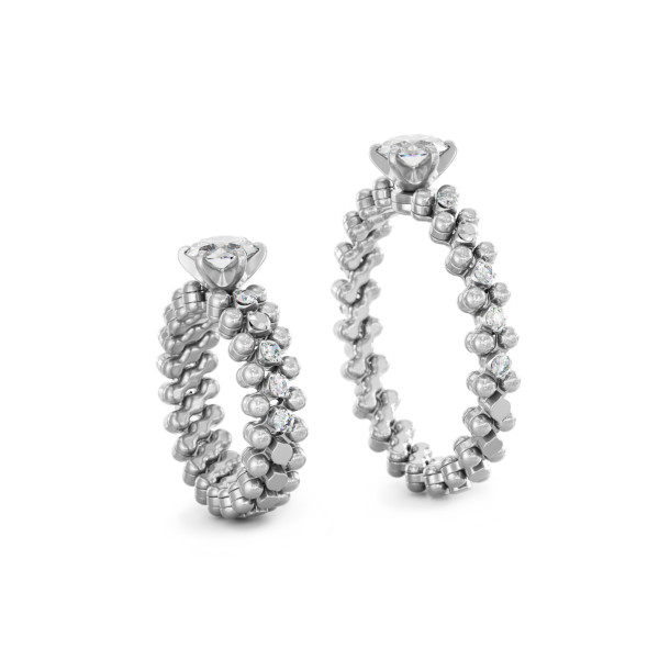 Serafino Consoli Brevetto Solitaire Multi-Size Ring (Ref: RMS SL WD 075 3HM2 WG WD)