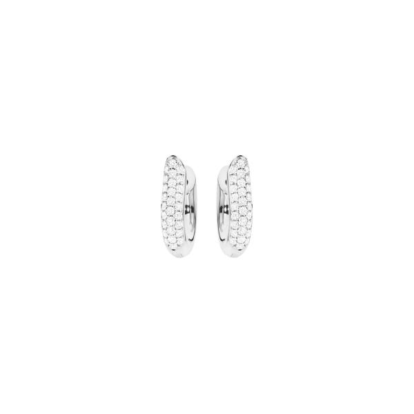Tamara Comolli SIGNATURE Hoop Ohrringe medium mit Diamant Pavé  18 K Weißgold (Ref: E-Ho-m-p-wg)