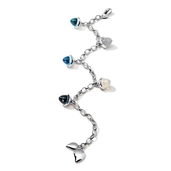 Tamara Comolli MIKADO Flamenco Charm Armband Ocean mit Diamond Pavé  (Ref: B-MFL-Ch-Oce-p-wg)