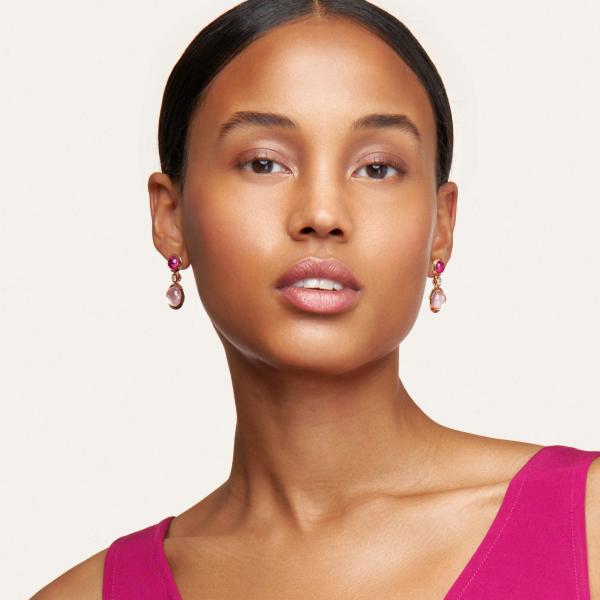 Tamara Comolli BOUTON Ohrringe 2 Cabochons 'Blush' (Ref: E-BOU-2-Blu-Cl-rg)