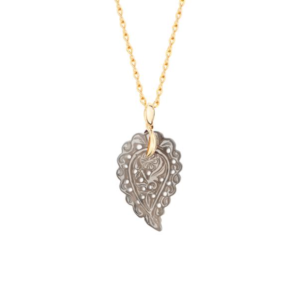 Tamara Comolli INDIA Leaf Anhänger Smoky Quartz (Ref: P-IND-s-Gre-yg)
